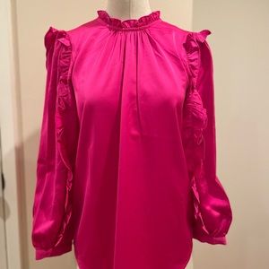 Satin Crepe hot pink Ruffle top from JCrew
